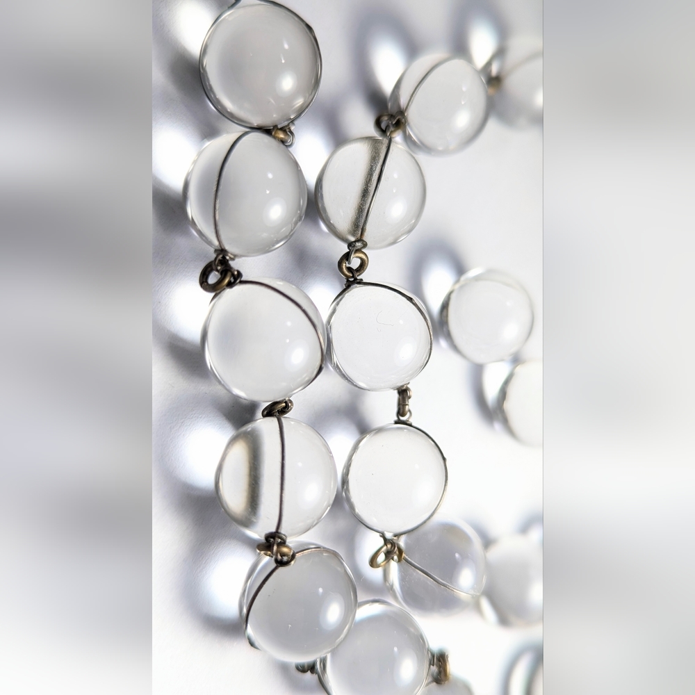 GORGEOUS Early Deco Era Wire Wrapped Pools Of Light Rock Crystal Necklace - Picture 6 of 10